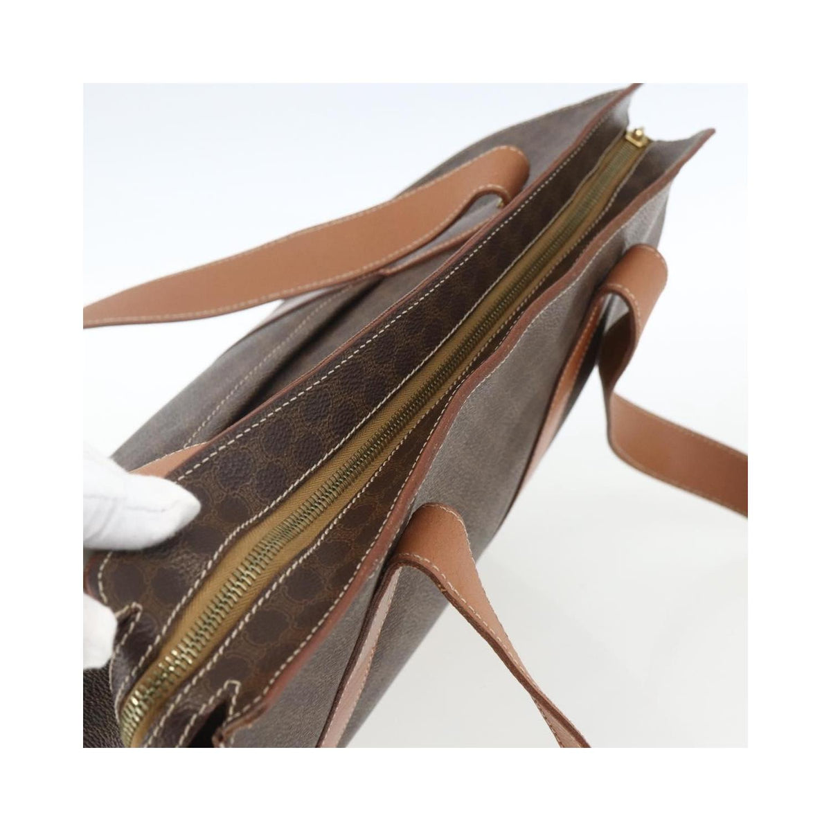 Cabas Celine Vintage Macadam Shopper Tote Toile - Marron