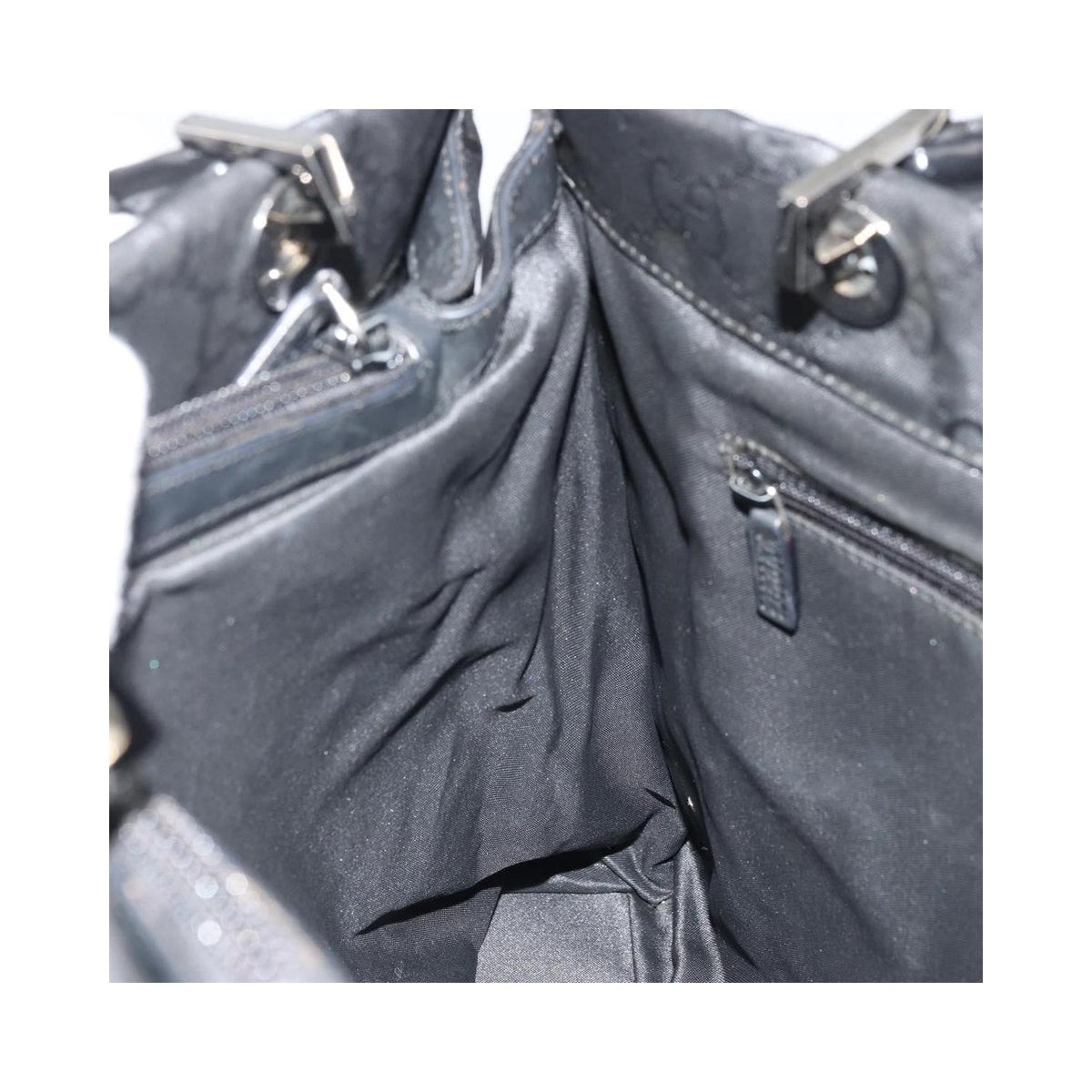 Cabas Gucci Vintage Bamboo Handle Tote Toile - Noir
