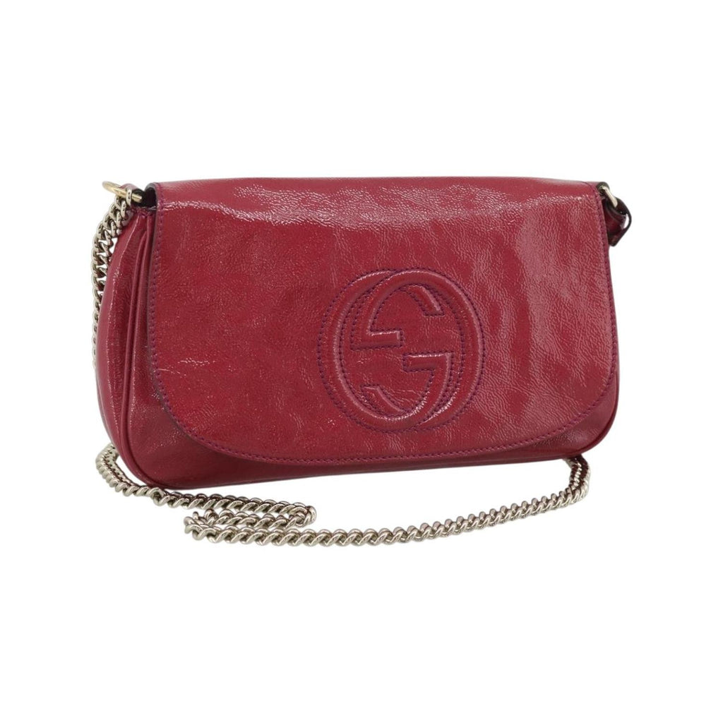 Sac Porté Épaule Gucci Soho Chain Medium Cuir Verni - Rose