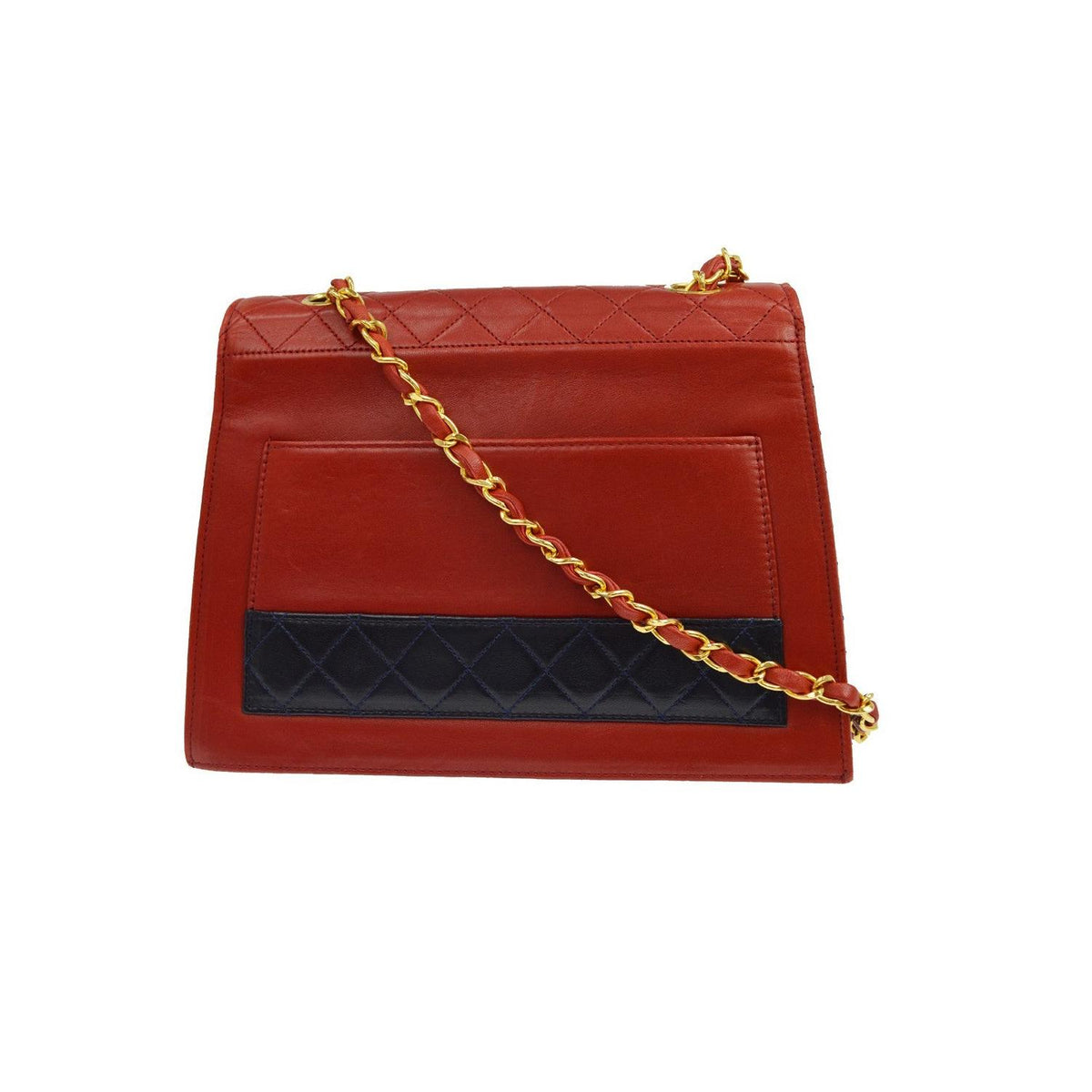 Sac Porté Épaule Chanel Vintage Mademoiselle Lock Chain Flap Cuir - Rouge