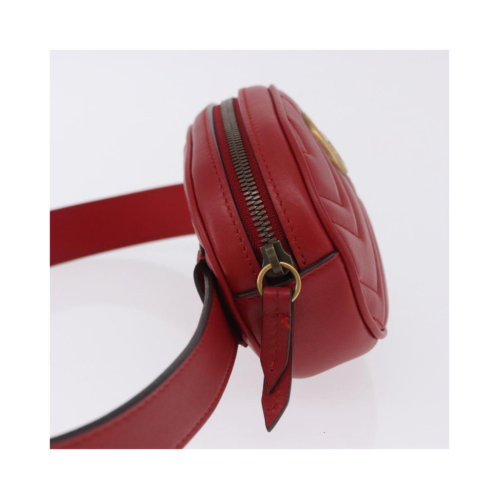 Sac À Main Gucci Gg Marmont Belt Cuir - Rouge