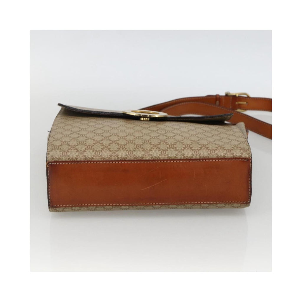 Sac Porté Épaule Celine Vintage Macadam Circle Logo Toile - Beige