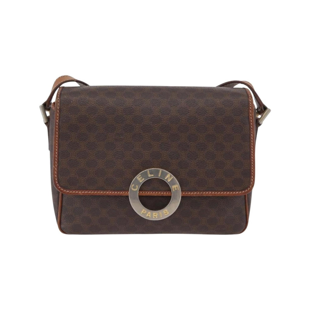 Borsa a spalla Celine Vintage Macadam Circle Logo in tela - Marrone
