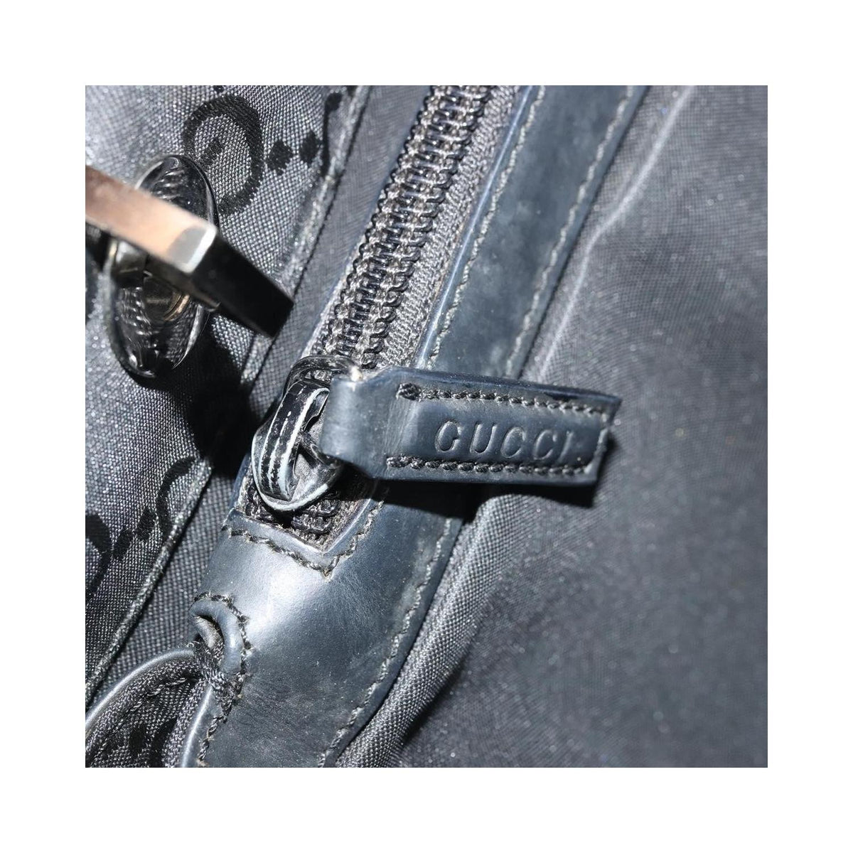 Cabas Gucci Vintage Bamboo Handle Tote Toile - Noir