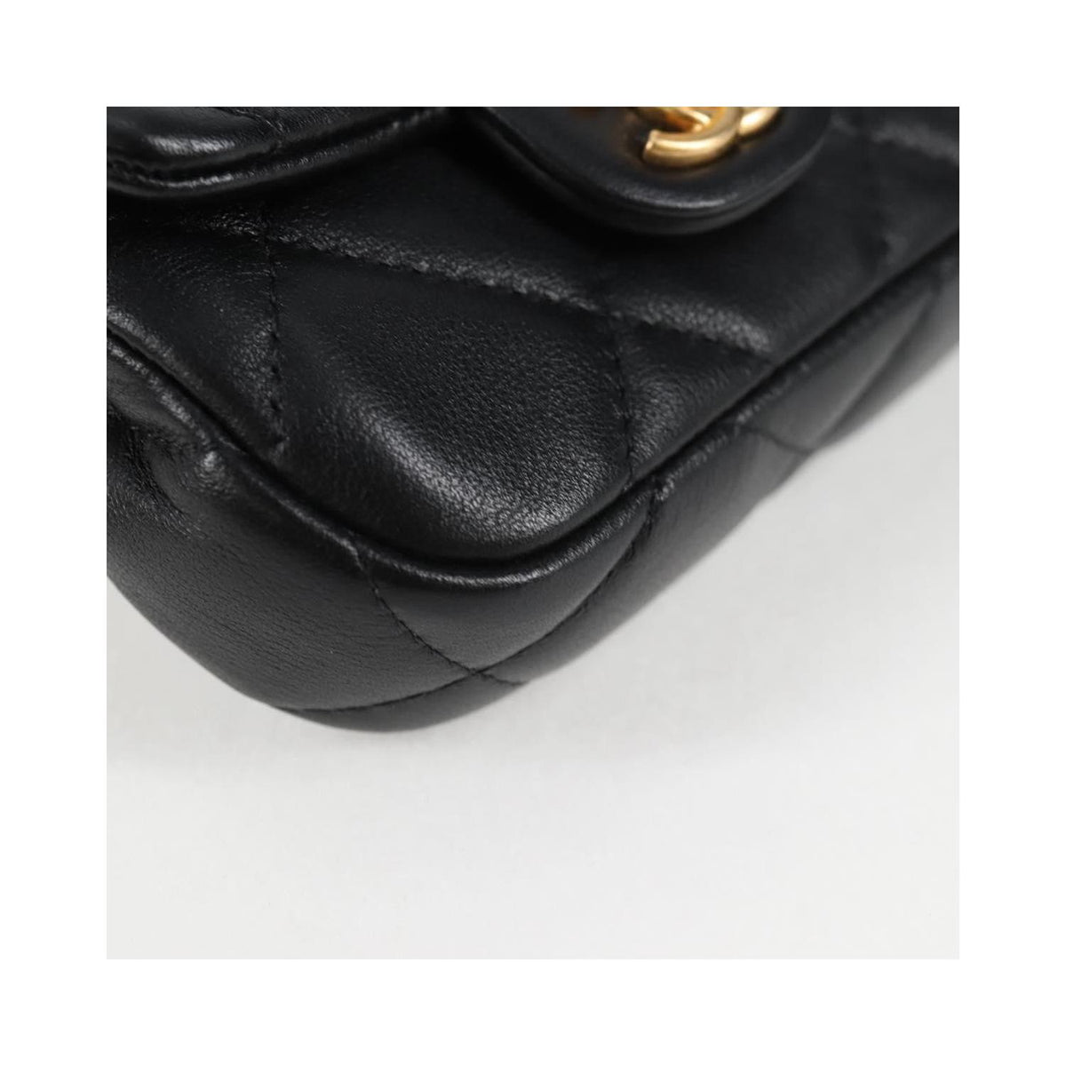 Sac Chanel Lady Handle Flap Card Holder On Chain Cuir - Noir
