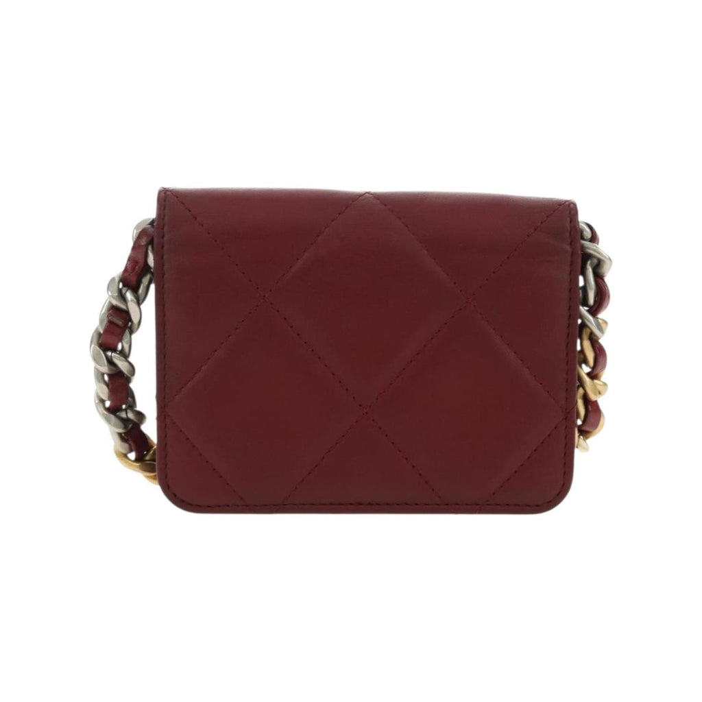 Sac Porté Épaule Chanel 19 Wallet On Chain Cuir - Bordeaux