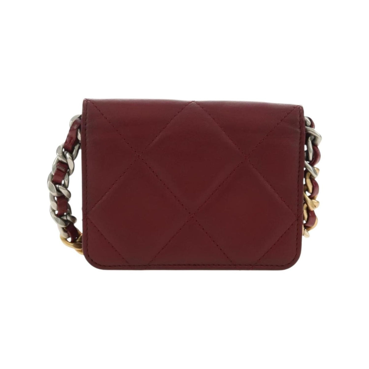 Sac Porté Épaule Chanel 19 Wallet On Chain Cuir - Bordeaux