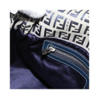 Sac Porté Épaule Fendi Zucchino Canvas Mamma Baguette Medium Toile - Bleu Marine