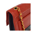 Sac Porté Épaule Chanel Vintage Mademoiselle Lock Chain Flap Cuir - Rouge