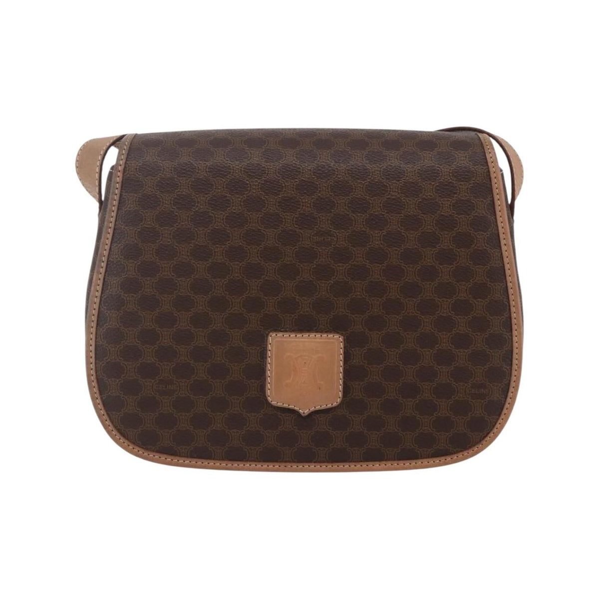 Sac Porté Épaule Celine Macadam Shoulder Bag Toile - Marron