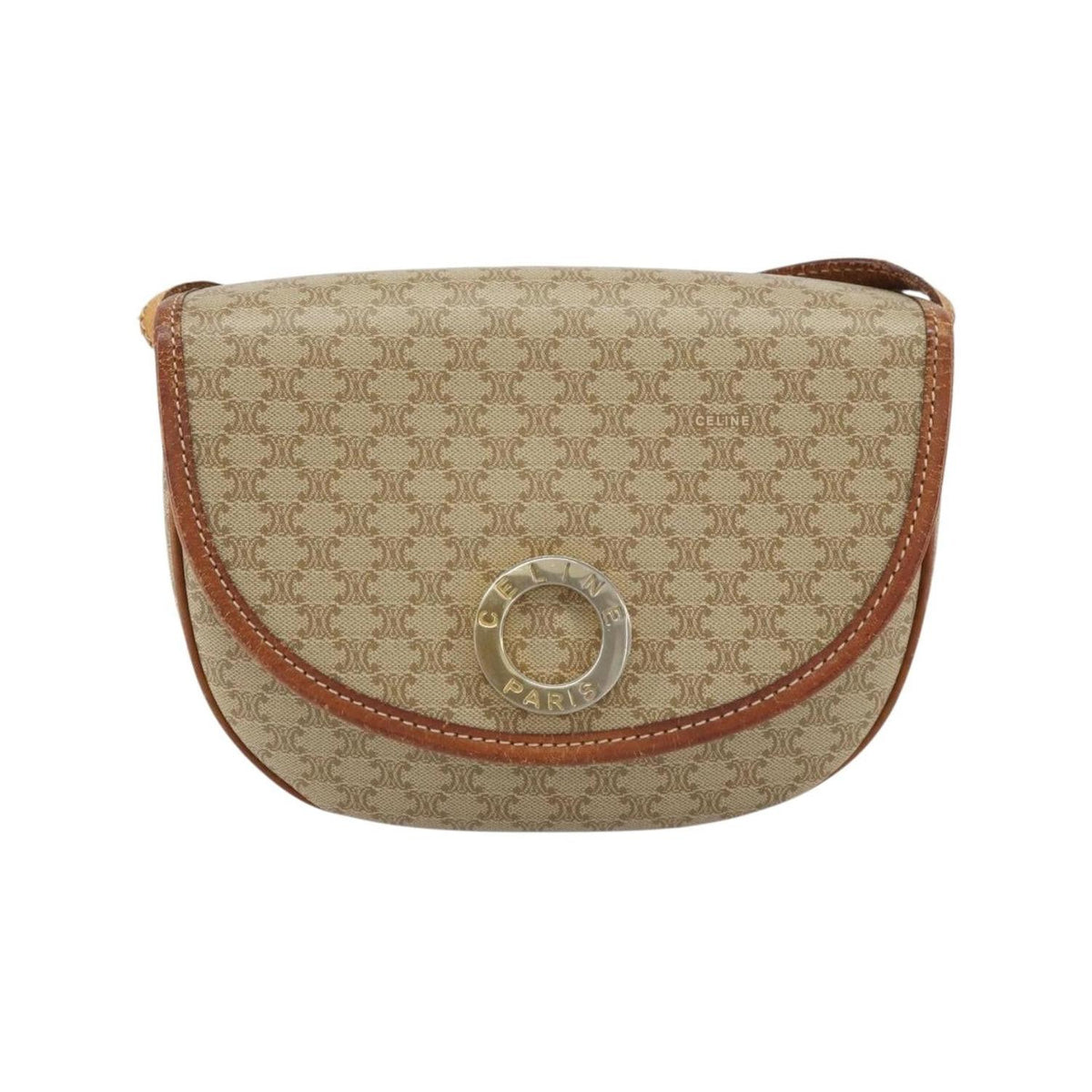 Sac Porté Épaule Celine Macadam Shoulder Bag Pvc - Beige