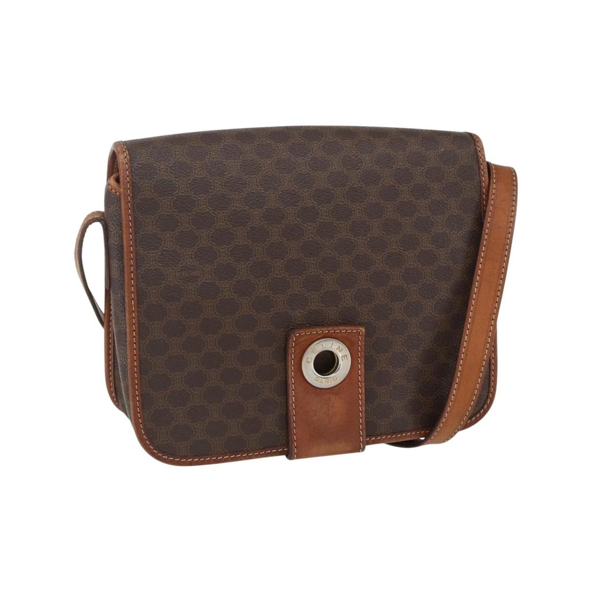 Sac Porté Épaule Celine Macadam Shoulder Bag Pvc - Marron