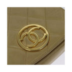 Chanel - Vintage CC Chain mini flap shoulder bag in leather - Beige