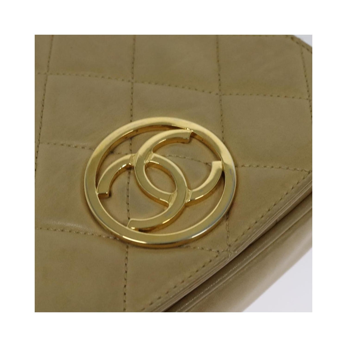 Chanel - Vintage CC Chain mini flap shoulder bag in leather - Beige