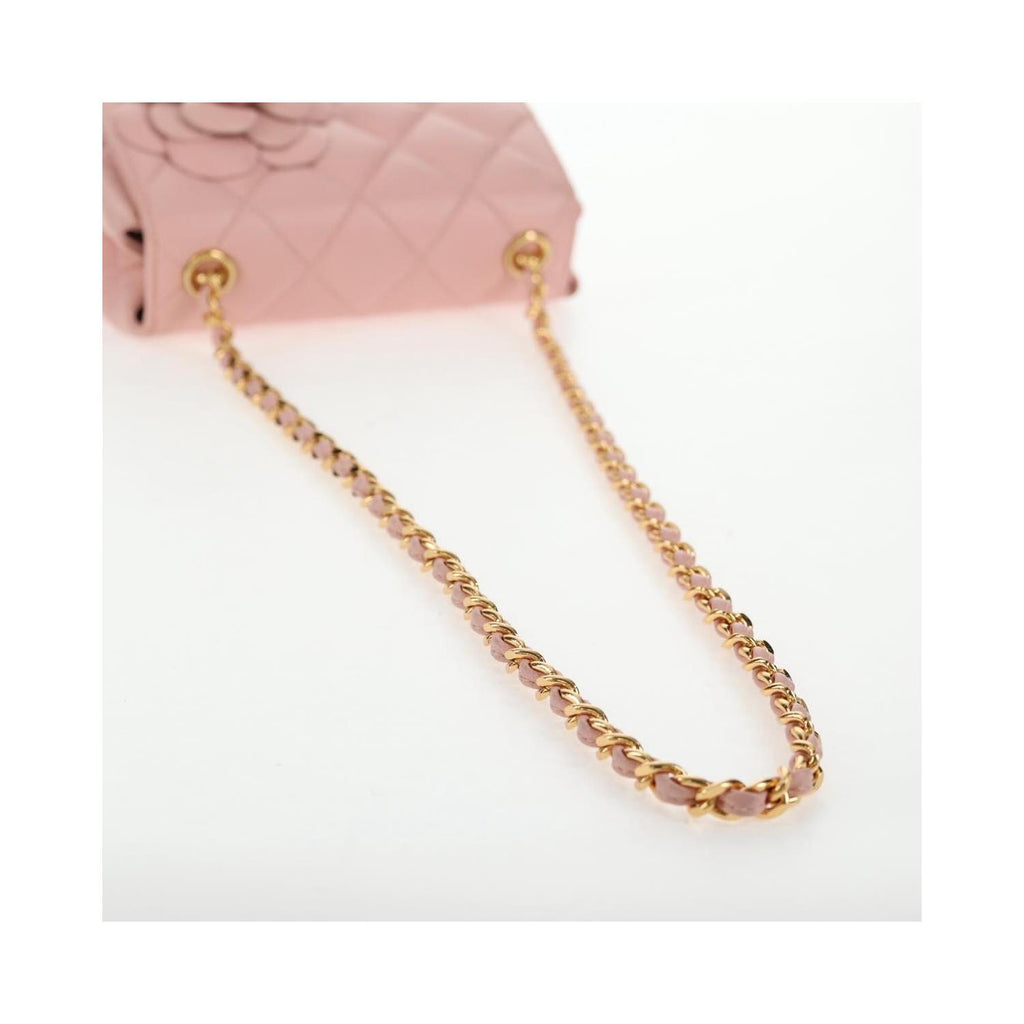 Sac Chanel Vintage Camellia Flap Bag Micro Cuir - Rose