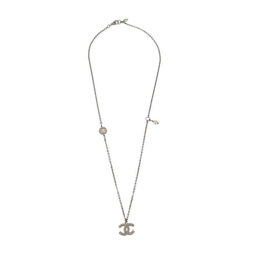 Chanel CC Chain Necklace Metal with Faux Pearls Product Image