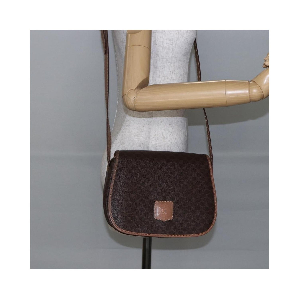 Sac Porté Épaule Celine Macadam Shoulder Bag Toile - Marron