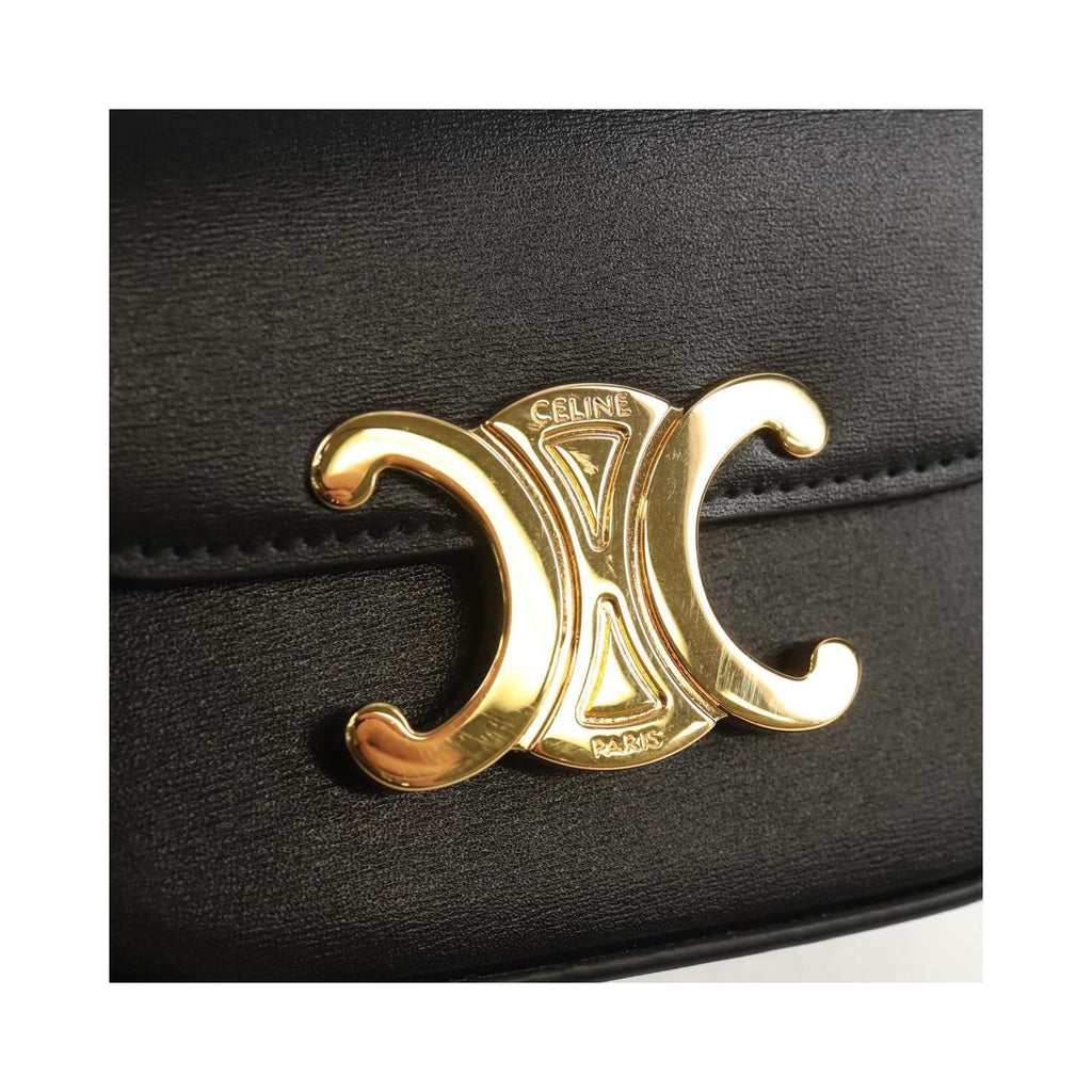 Sac À Main Celine Vintage Triomphe Shoulder Medium Cuir - Noir