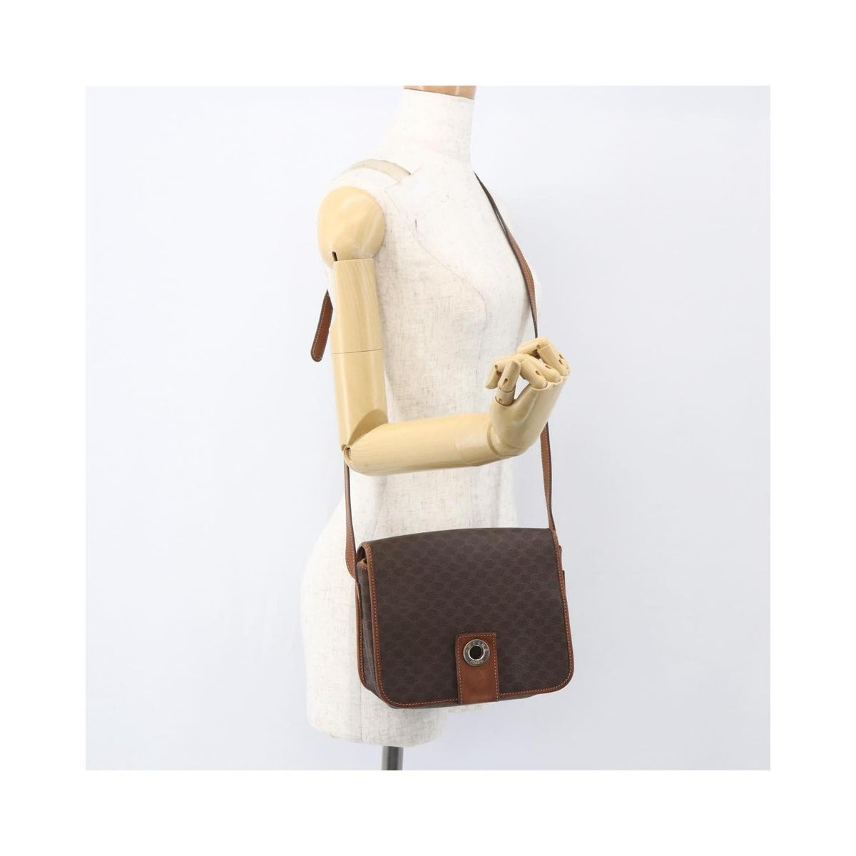 Sac Porté Épaule Celine Macadam Shoulder Bag Pvc - Marron
