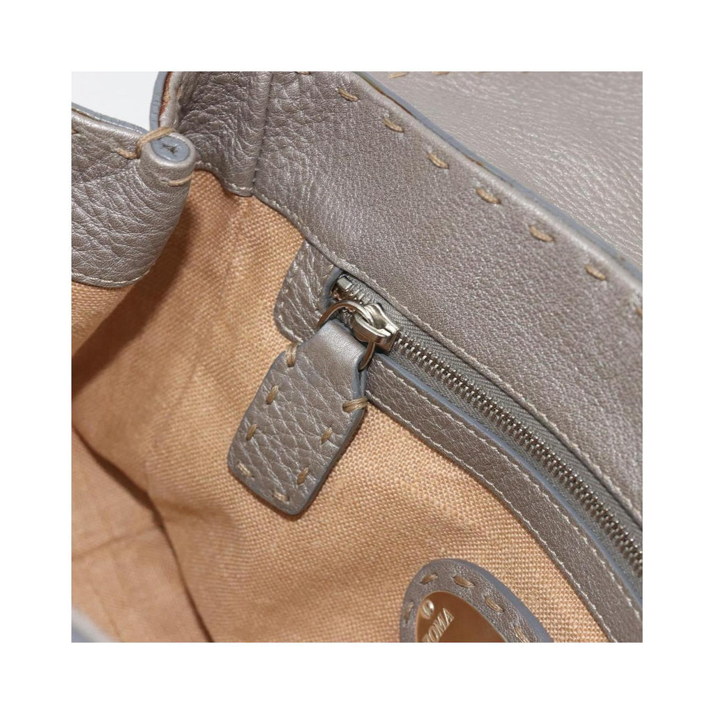 Sac À Main Fendi Selleria Linda Satchel Mini Cuir - Gris