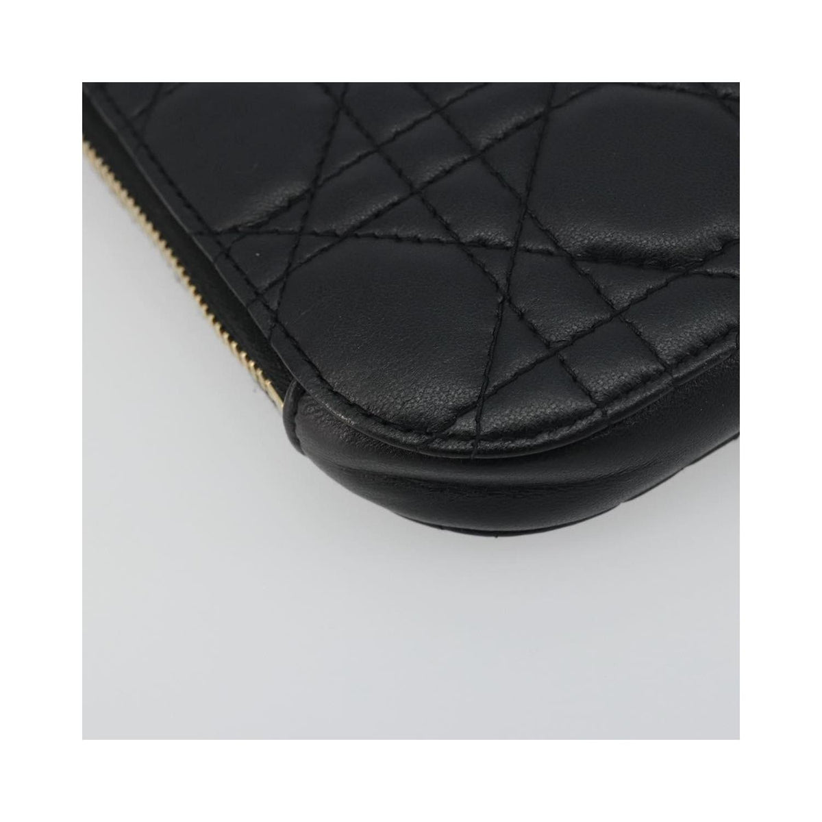 Sac Porté Épaule Christian Dior Lady Dior Phone Holder On Chain Cuir - Noir