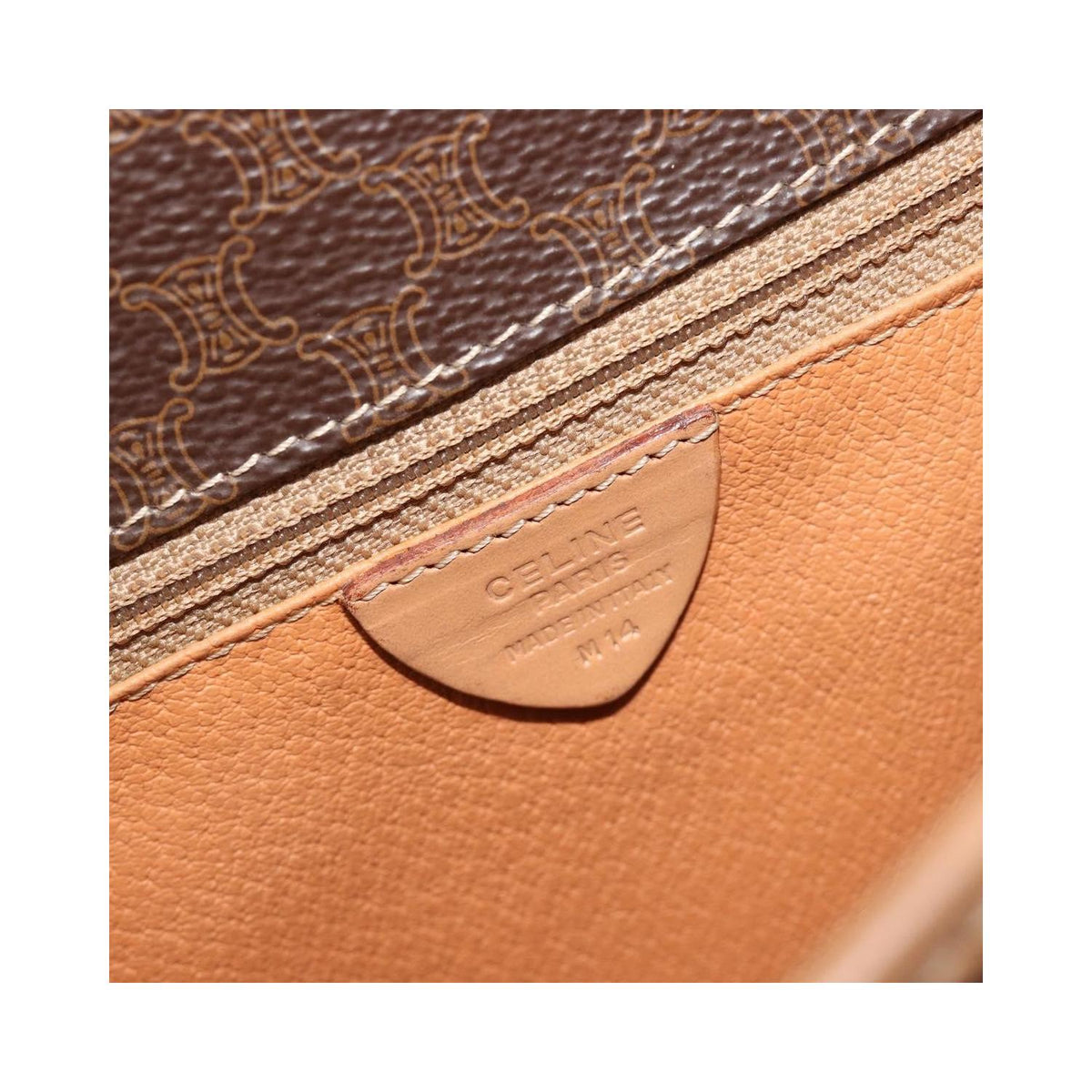 Sac Porté Épaule Celine Vintage Macadam Circle Logo Toile - Marron