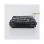 Sac Porté Épaule Christian Dior Lady Dior Phone Holder On Chain Cuir - Noir
