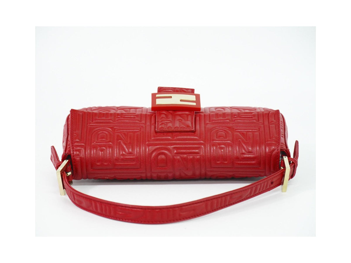 Sac À Main Fendi Mamma Baguette Cuir - Rouge