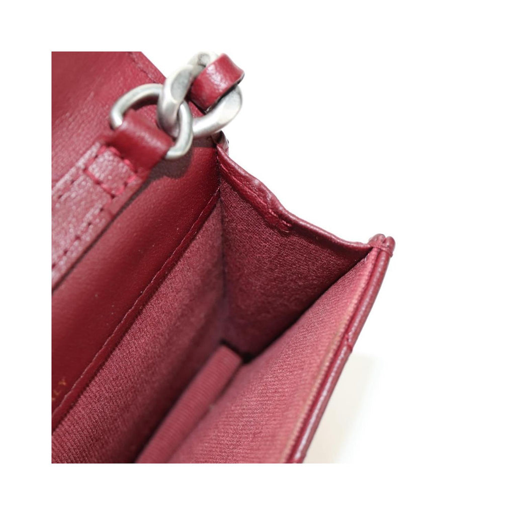 Sac Porté Épaule Chanel 19 Wallet On Chain Cuir - Bordeaux