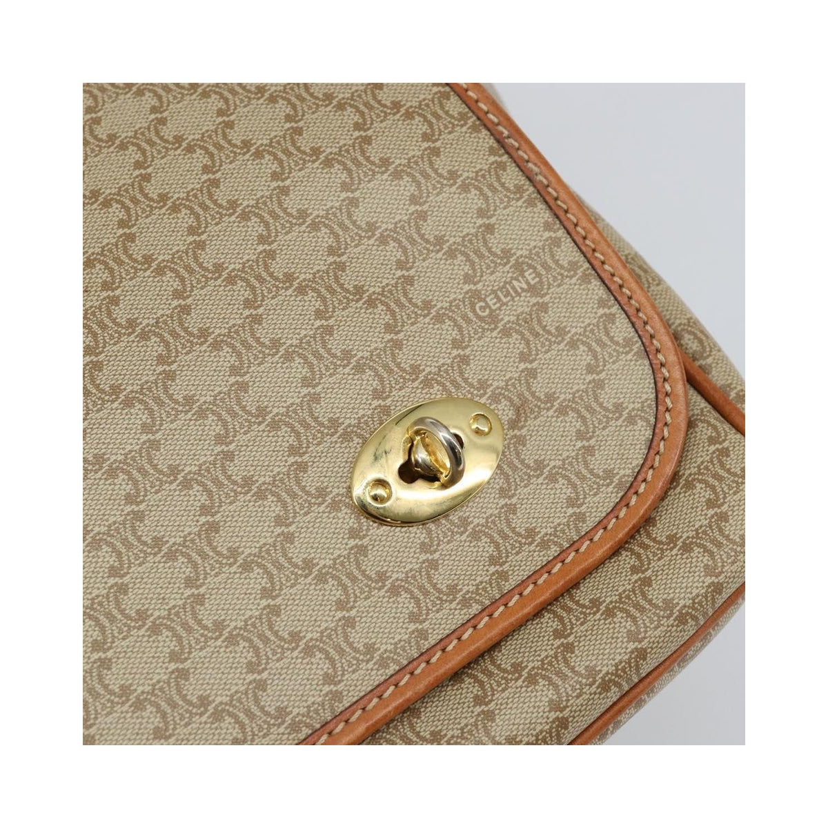 Sac Celine Macadam Shoulder Bag Toile - Beige