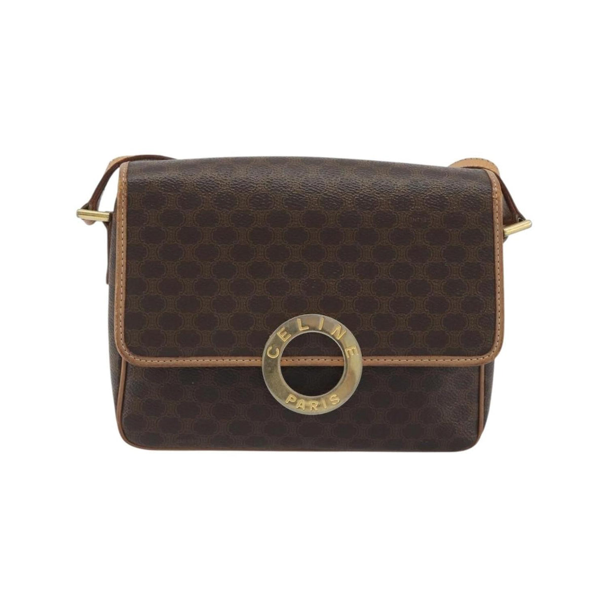 Sac Porté Épaule Celine Vintage Macadam Circle Logo Toile - Marron
