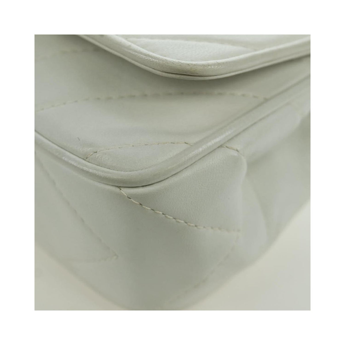 Sac Porté Épaule Chanel Vintage Gripoix Flap Cuir - Blanc