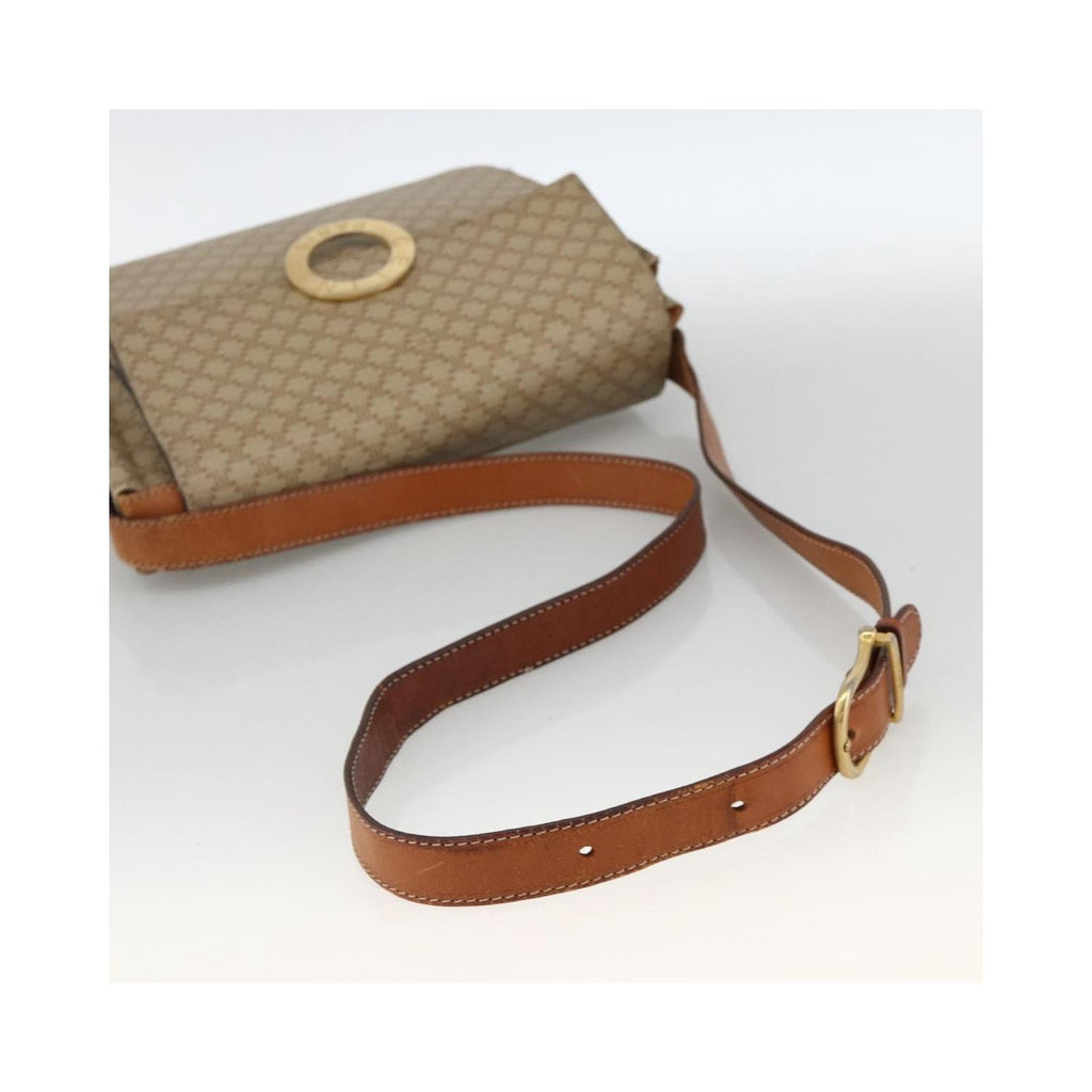 Sac Porté Épaule Celine Vintage Macadam Circle Logo Toile - Beige