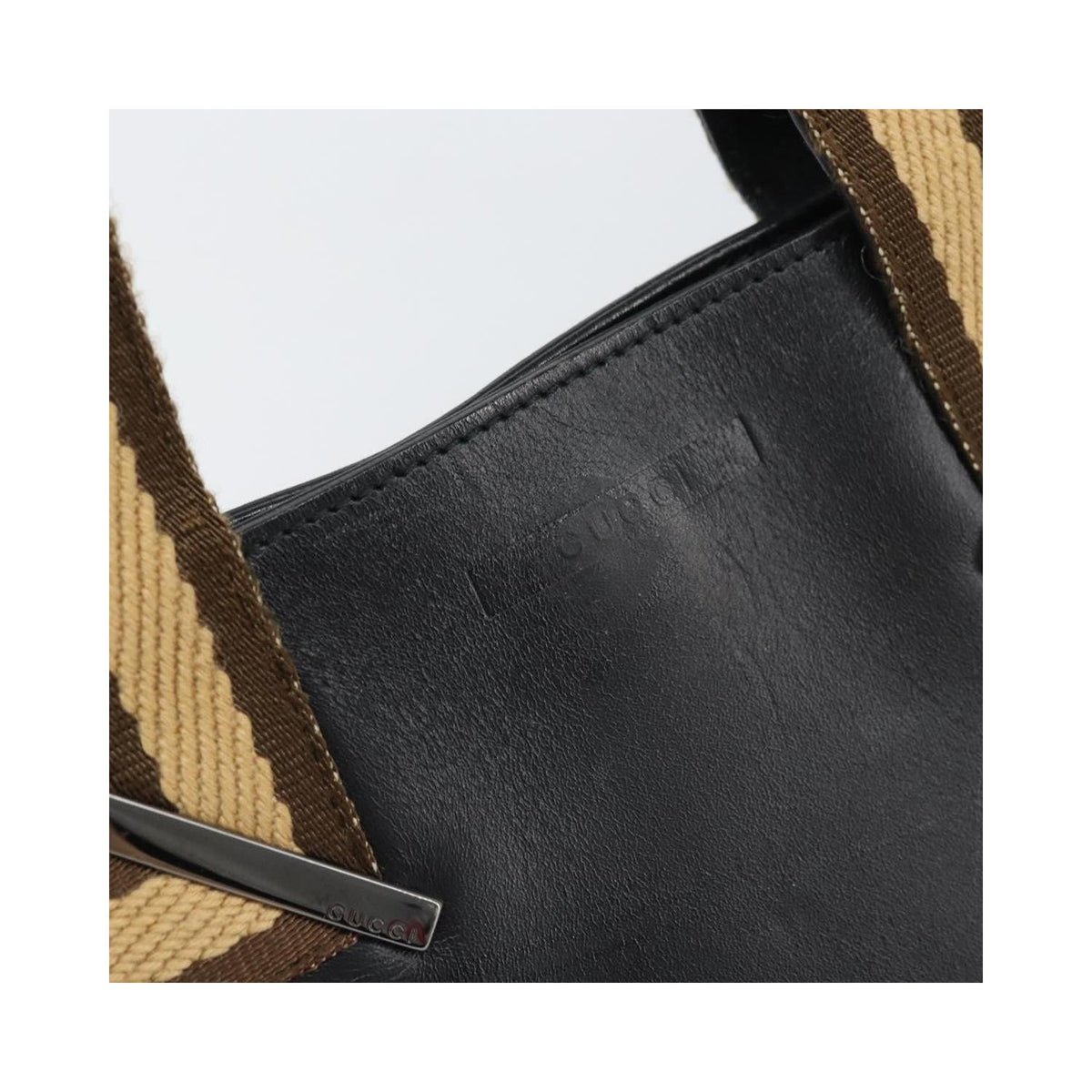 Cabas Gucci Vintage Web Tote Cuir - Noir
