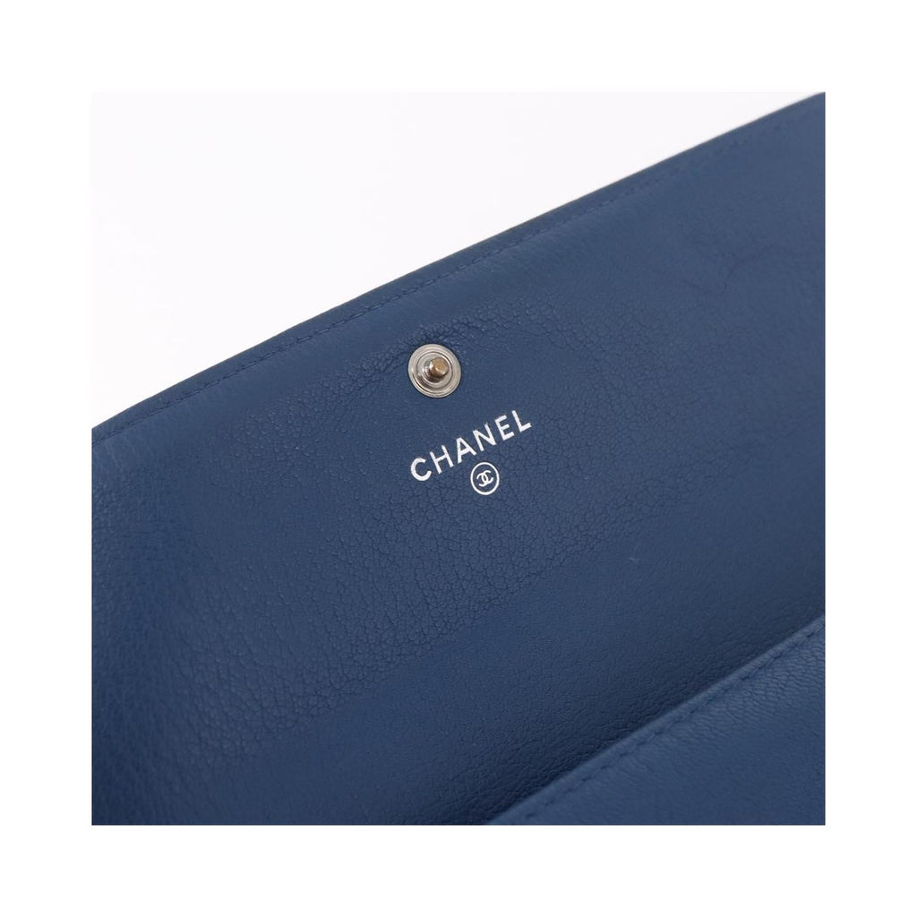 Portefeuille Chanel Lucky Clover Long Flap Wallet Cuir - Bleu