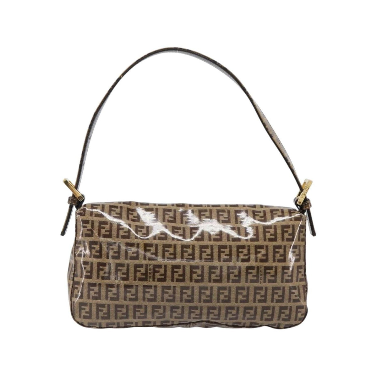 Borsa a spalla Fendi Mamma Baguette media in tela - Beige