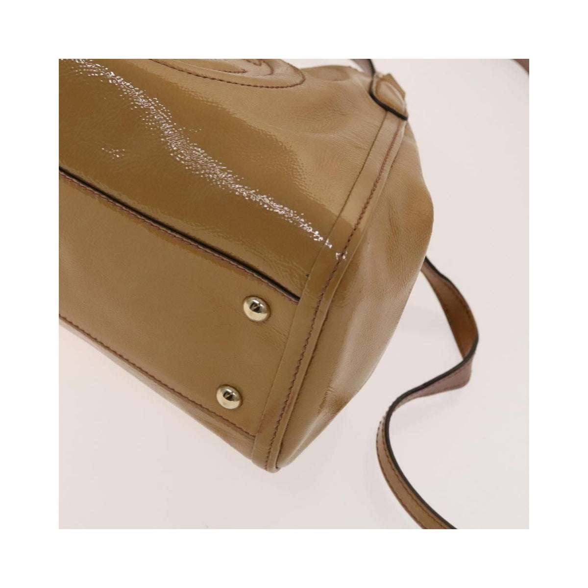 Sac Porté Épaule Gucci Soho Convertible Shoulder Bag Small Cuir Verni - Beige