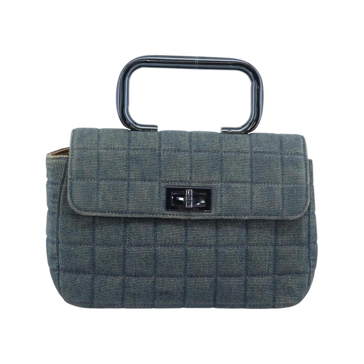 Sac À Main Chanel Chocolate Bar Mademoiselle Top Handle Small Toile - Bleu