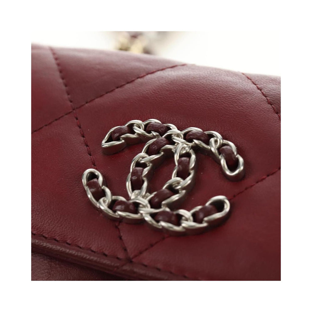 Sac Porté Épaule Chanel 19 Wallet On Chain Cuir - Bordeaux