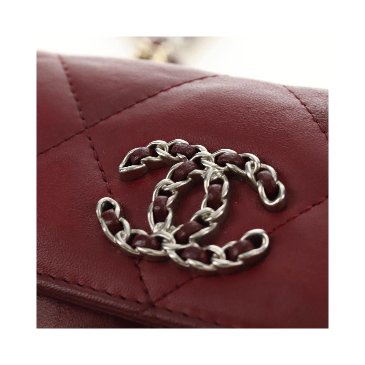 Sac Porté Épaule Chanel 19 Wallet On Chain Cuir - Bordeaux