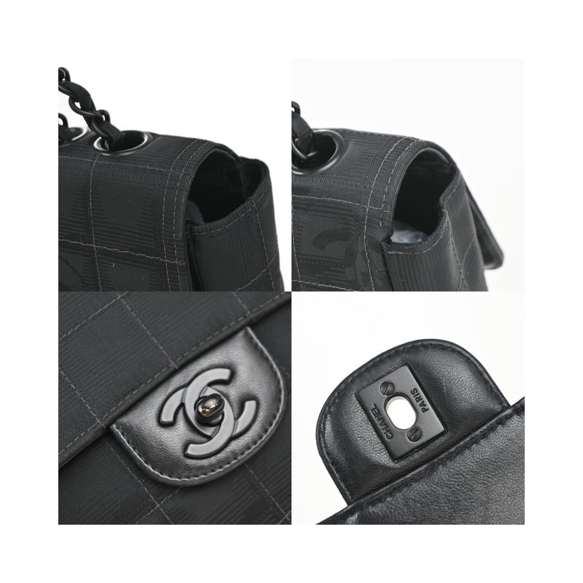Sac Porté Épaule Chanel Travel Line Flap Medium Nylon - Noir