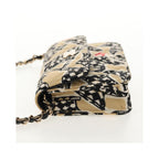 Sac Porté Épaule Chanel Flap Card Holder On Chain Satin - Beige