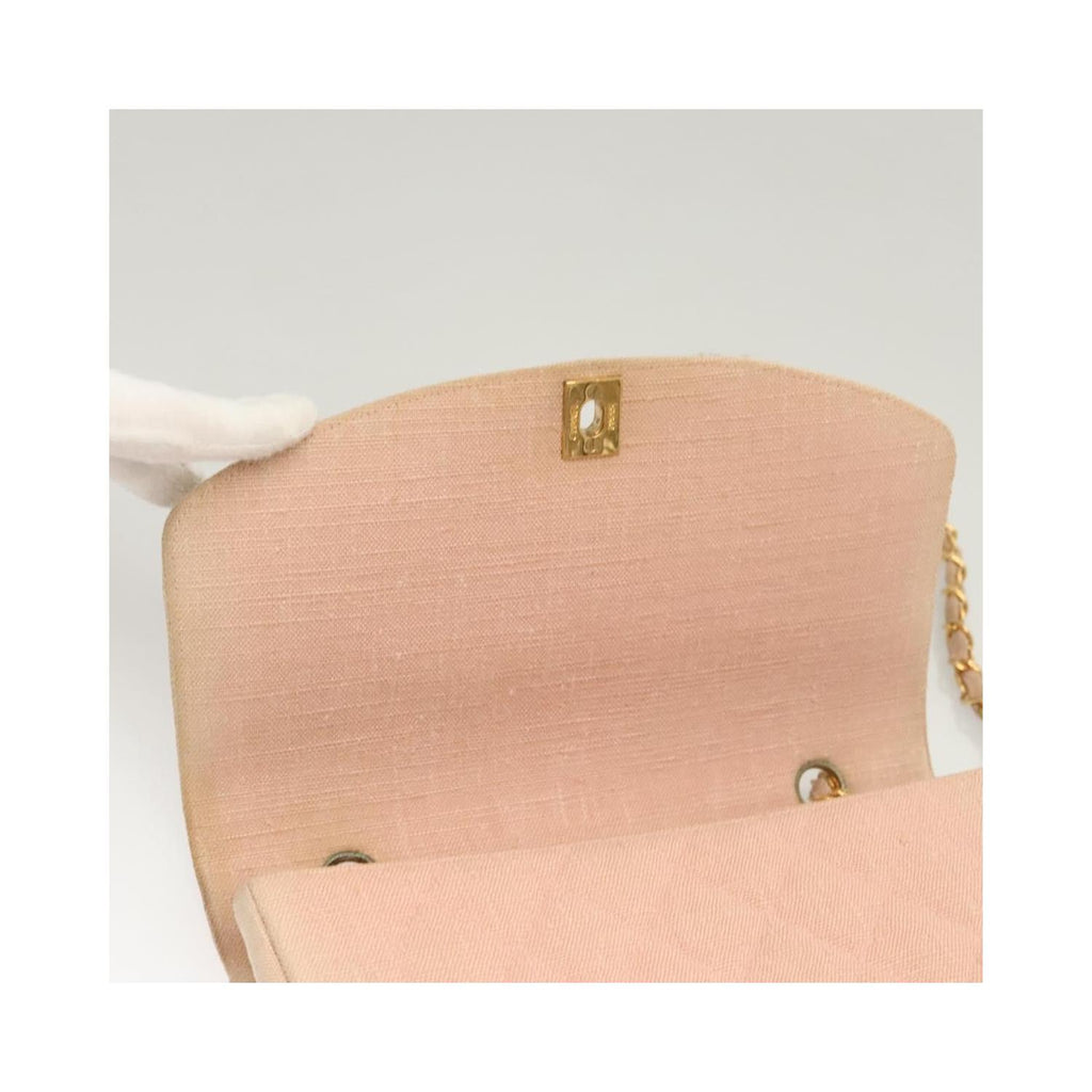 Sac Porté Épaule Chanel Vintage Diana Flap Small Toile - Rose