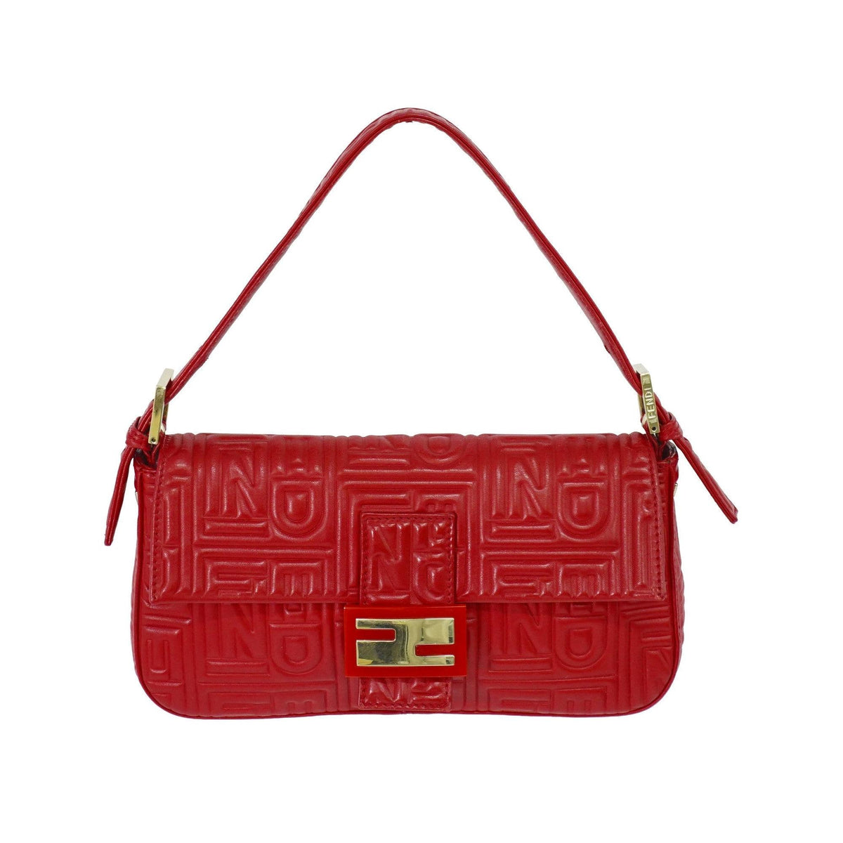 Sac À Main Fendi Mamma Baguette Cuir - Rouge