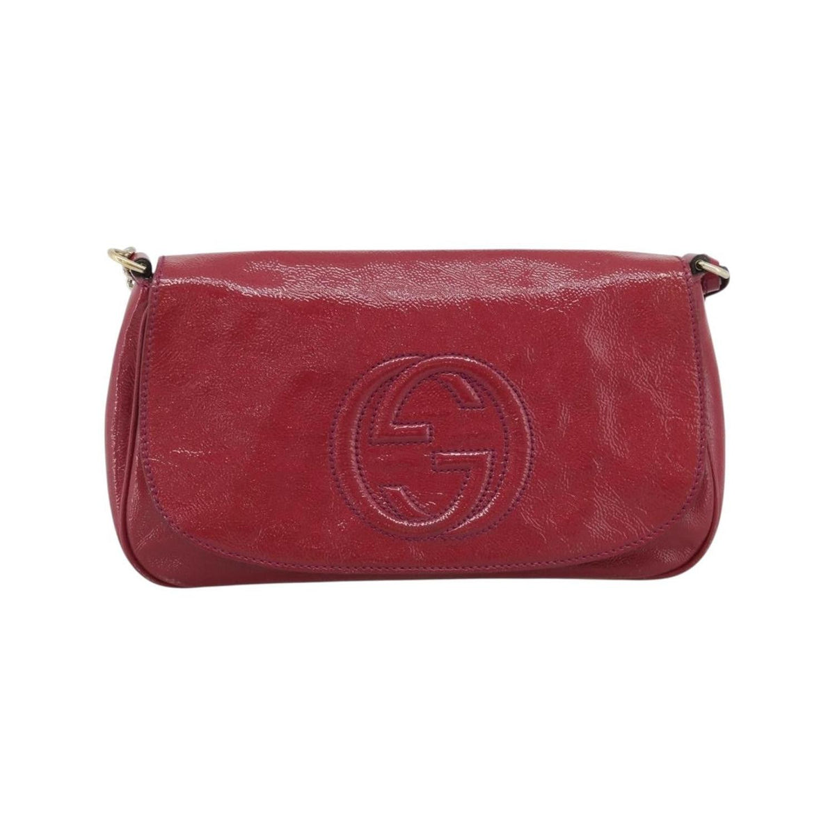Sac Porté Épaule Gucci Soho Chain Medium Cuir Verni - Rose