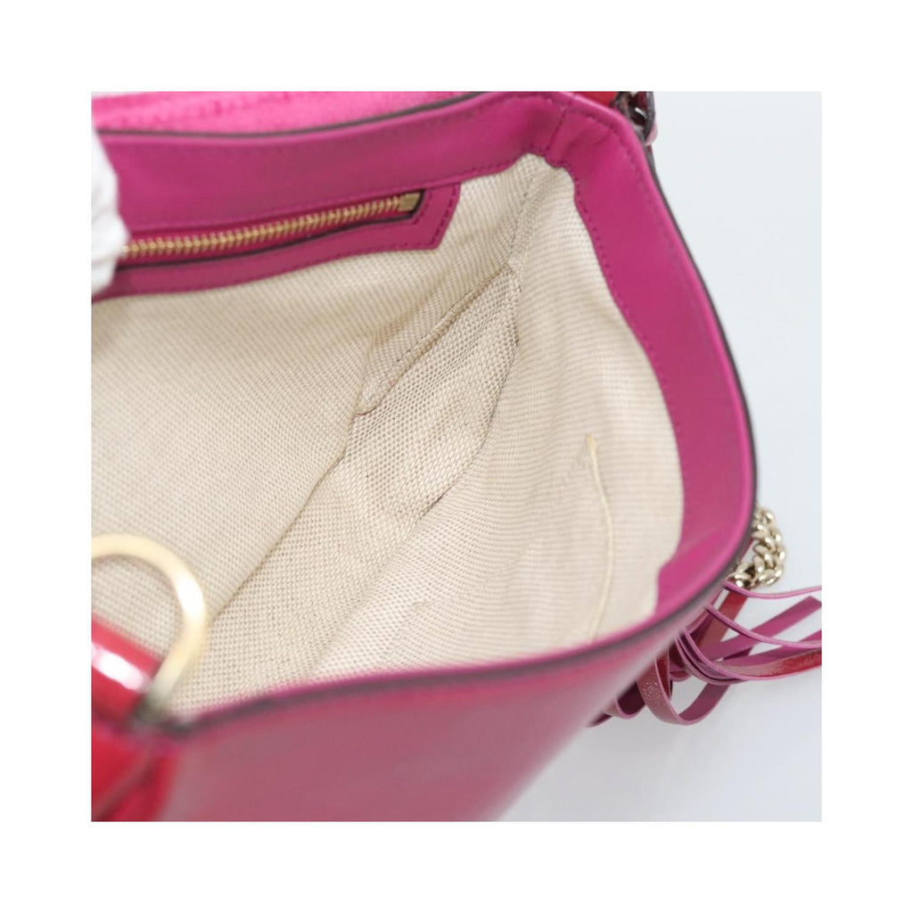 Sac Porté Épaule Gucci Soho Chain Medium Cuir Verni - Rose