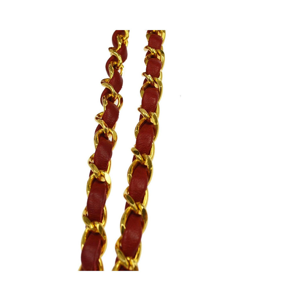Sac Porté Épaule Chanel Vintage Mademoiselle Lock Chain Flap Cuir - Rouge