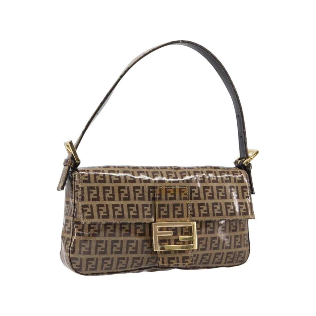 Borsa a spalla Fendi Mamma Baguette media in tela - Beige