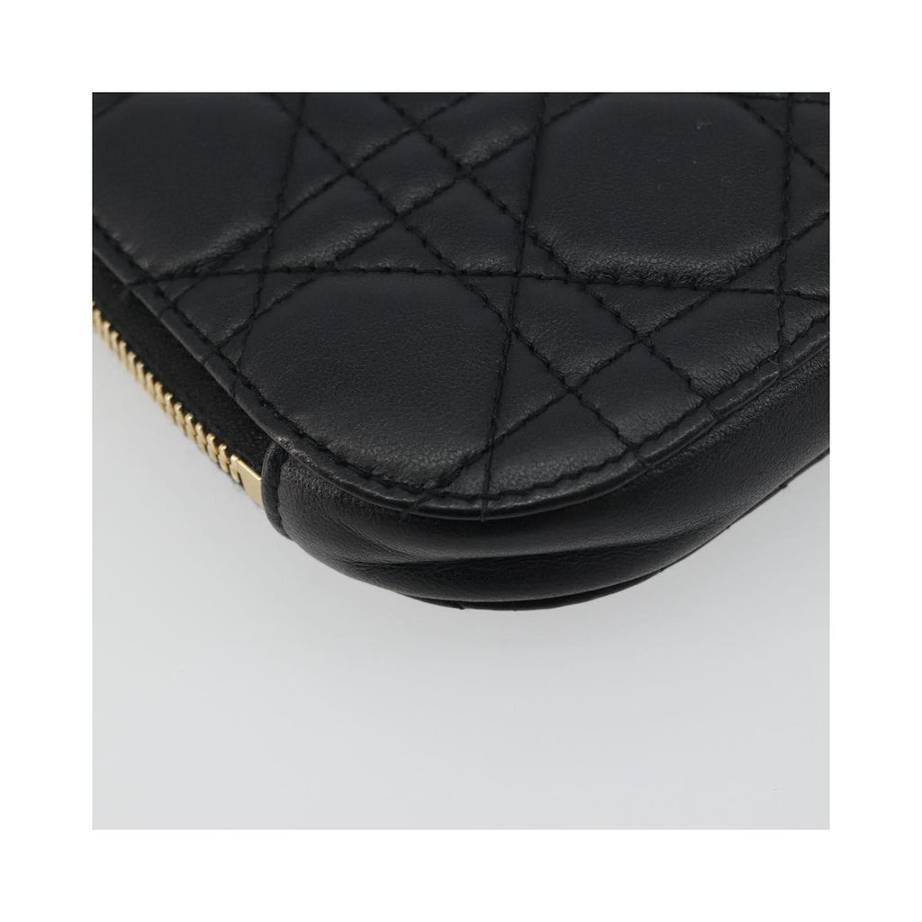 Sac Porté Épaule Christian Dior Lady Dior Phone Holder On Chain Cuir - Noir