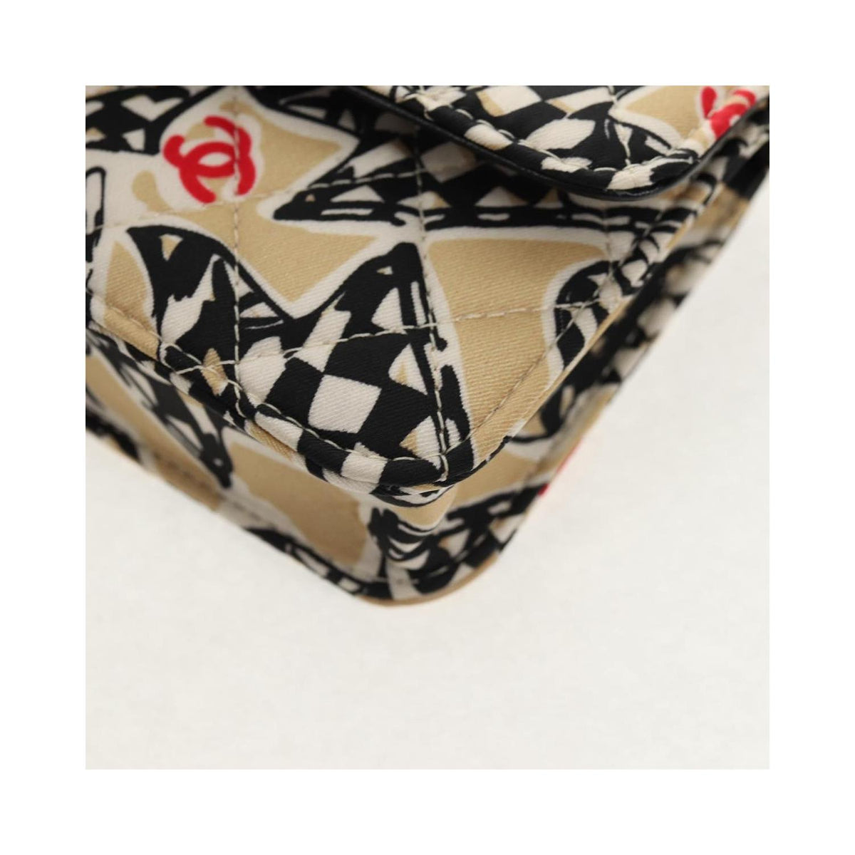 Sac Porté Épaule Chanel Flap Card Holder On Chain Satin - Beige